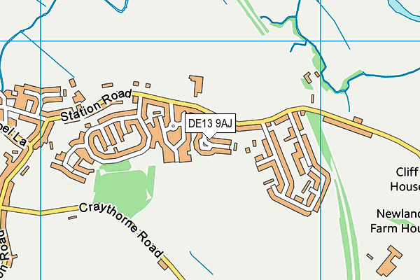 DE13 9AJ map - OS VectorMap District (Ordnance Survey)
