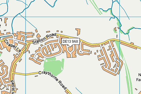DE13 9AX map - OS VectorMap District (Ordnance Survey)