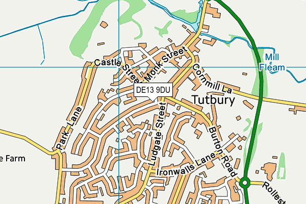 DE13 9DU map - OS VectorMap District (Ordnance Survey)
