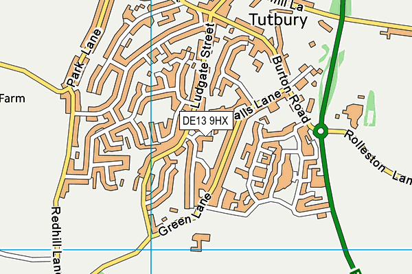 DE13 9HX map - OS VectorMap District (Ordnance Survey)