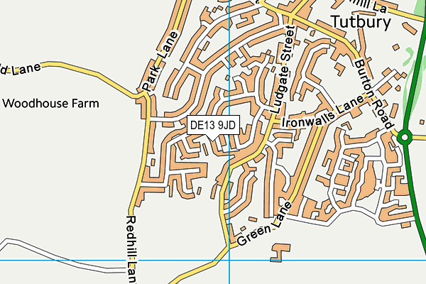 DE13 9JD map - OS VectorMap District (Ordnance Survey)