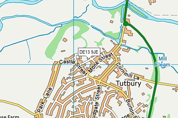 DE13 9JE map - OS VectorMap District (Ordnance Survey)