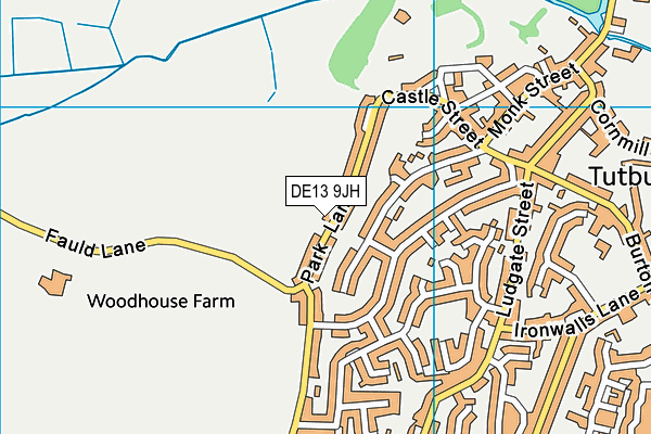 DE13 9JH map - OS VectorMap District (Ordnance Survey)