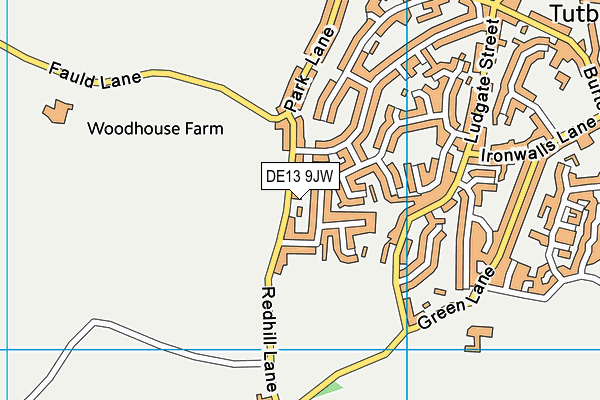 DE13 9JW map - OS VectorMap District (Ordnance Survey)