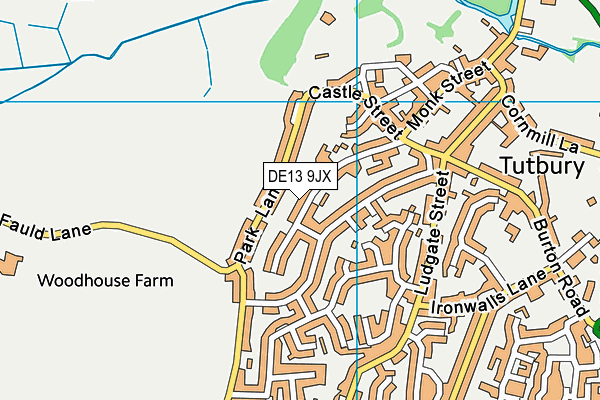 DE13 9JX map - OS VectorMap District (Ordnance Survey)