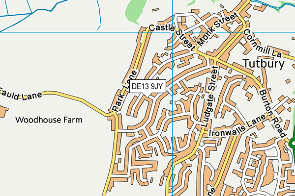 DE13 9JY map - OS VectorMap District (Ordnance Survey)