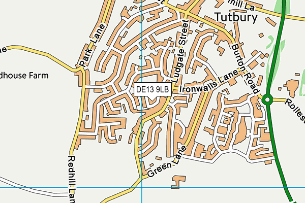 DE13 9LB map - OS VectorMap District (Ordnance Survey)