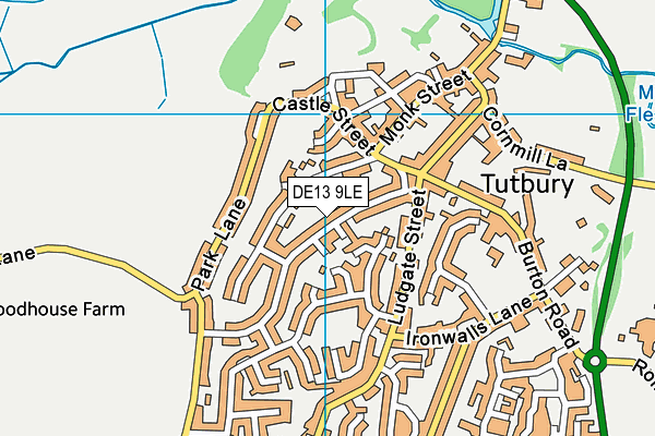 DE13 9LE map - OS VectorMap District (Ordnance Survey)