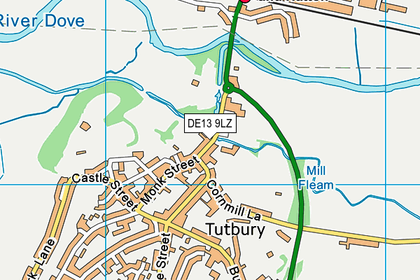 Tutbury Cricket Club map (DE13 9LZ) - OS VectorMap District (Ordnance Survey)