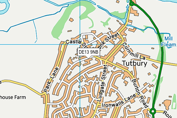 DE13 9NB map - OS VectorMap District (Ordnance Survey)