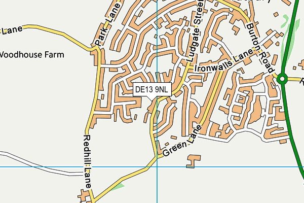 DE13 9NL map - OS VectorMap District (Ordnance Survey)