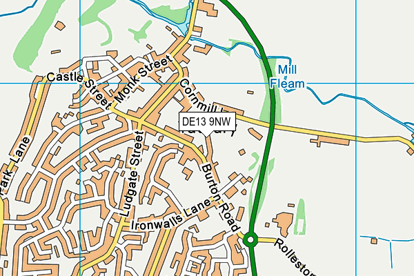 DE13 9NW map - OS VectorMap District (Ordnance Survey)