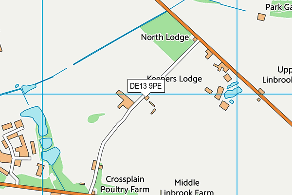 DE13 9PE map - OS VectorMap District (Ordnance Survey)