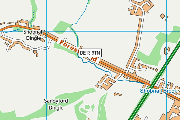 DE13 9TN map - OS VectorMap District (Ordnance Survey)