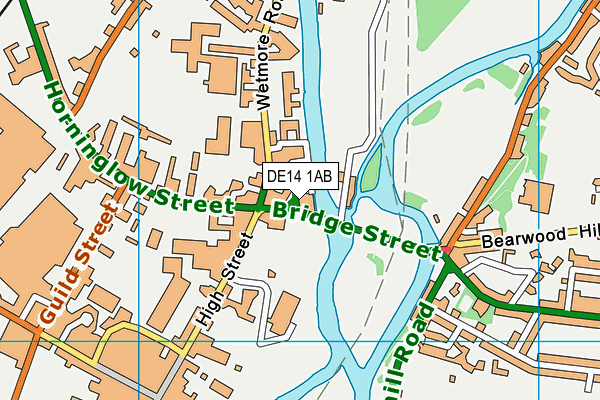 DE14 1AB map - OS VectorMap District (Ordnance Survey)