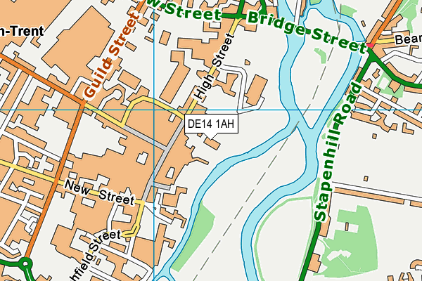 DE14 1AH map - OS VectorMap District (Ordnance Survey)