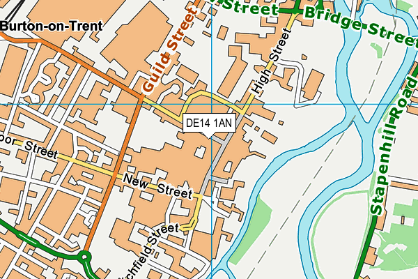 DE14 1AN map - OS VectorMap District (Ordnance Survey)