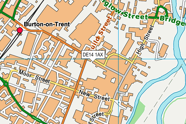 DE14 1AX map - OS VectorMap District (Ordnance Survey)