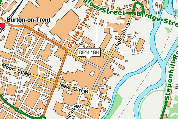 DE14 1BH map - OS VectorMap District (Ordnance Survey)