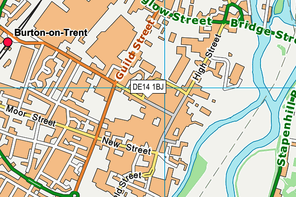 DE14 1BJ map - OS VectorMap District (Ordnance Survey)