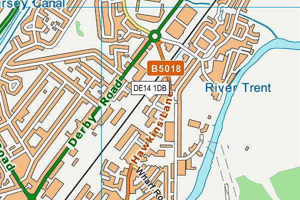 DE14 1DB map - OS VectorMap District (Ordnance Survey)