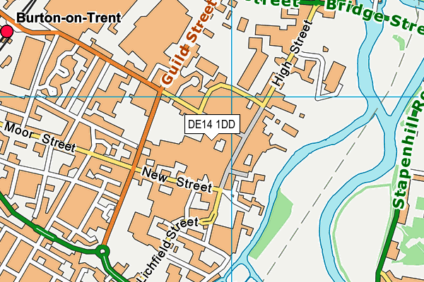 DE14 1DD map - OS VectorMap District (Ordnance Survey)