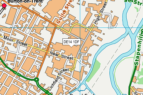 DE14 1DF map - OS VectorMap District (Ordnance Survey)