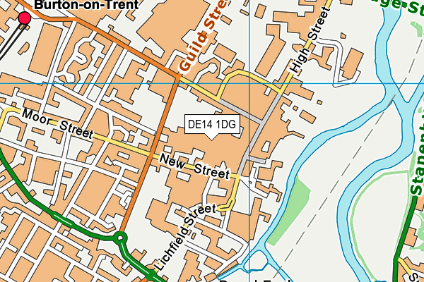 DE14 1DG map - OS VectorMap District (Ordnance Survey)