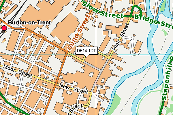 DE14 1DT map - OS VectorMap District (Ordnance Survey)