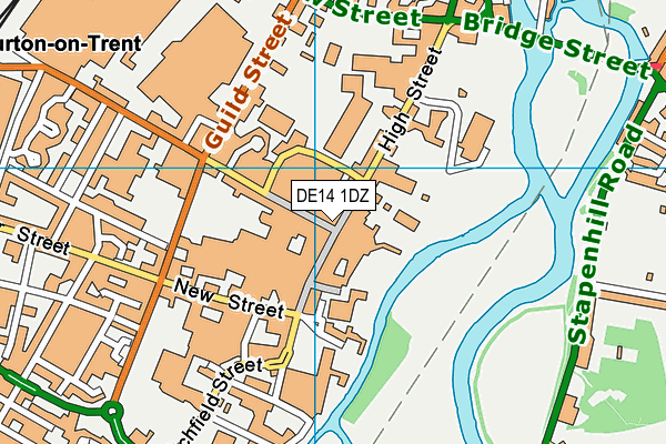 DE14 1DZ map - OS VectorMap District (Ordnance Survey)