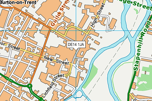 DE14 1JA map - OS VectorMap District (Ordnance Survey)