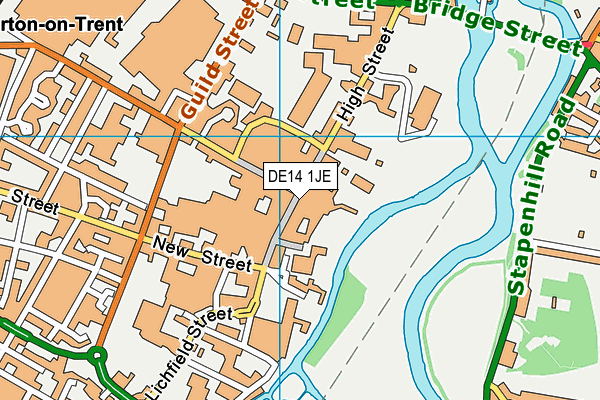 DE14 1JE map - OS VectorMap District (Ordnance Survey)