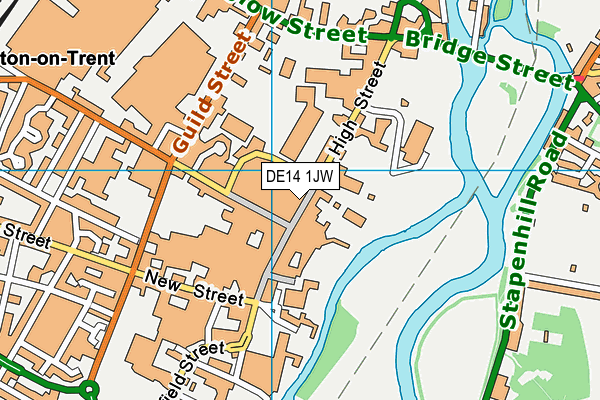 DE14 1JW map - OS VectorMap District (Ordnance Survey)