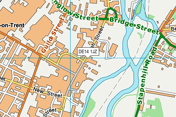 DE14 1JZ map - OS VectorMap District (Ordnance Survey)