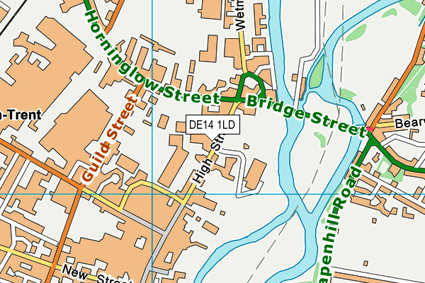 DE14 1LD map - OS VectorMap District (Ordnance Survey)