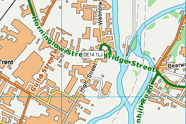 DE14 1LJ map - OS VectorMap District (Ordnance Survey)