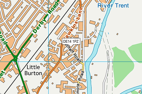 DE14 1PZ map - OS VectorMap District (Ordnance Survey)