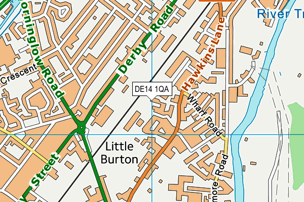 DE14 1QA map - OS VectorMap District (Ordnance Survey)