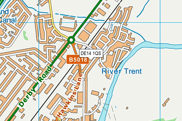 DE14 1QS map - OS VectorMap District (Ordnance Survey)