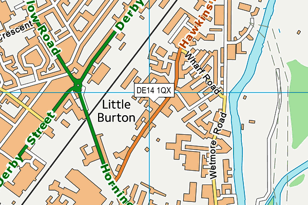 DE14 1QX map - OS VectorMap District (Ordnance Survey)