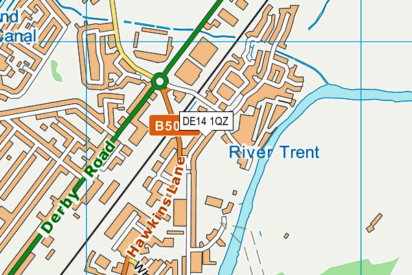 DE14 1QZ map - OS VectorMap District (Ordnance Survey)