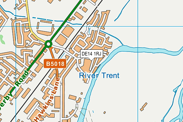 DE14 1RJ map - OS VectorMap District (Ordnance Survey)