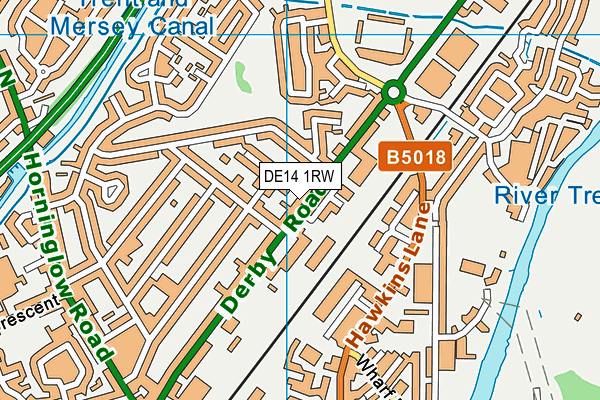 DE14 1RW map - OS VectorMap District (Ordnance Survey)