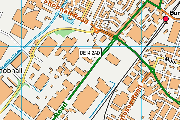 DE14 2AD map - OS VectorMap District (Ordnance Survey)