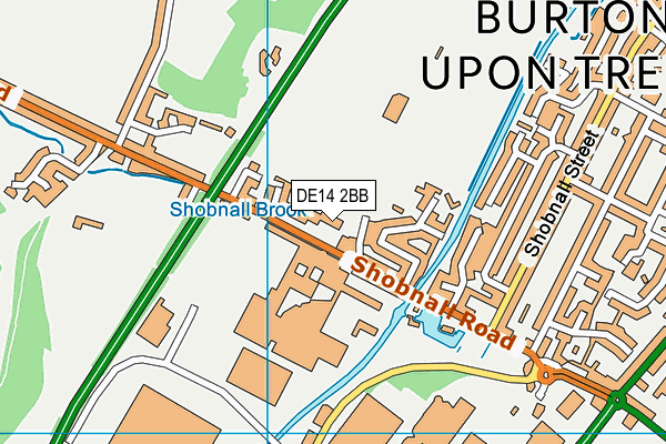 Shobnall Leisure Complex map (DE14 2BB) - OS VectorMap District (Ordnance Survey)