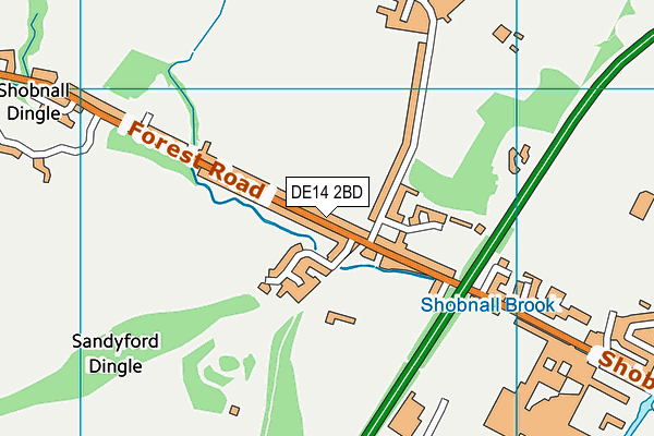 DE14 2BD map - OS VectorMap District (Ordnance Survey)