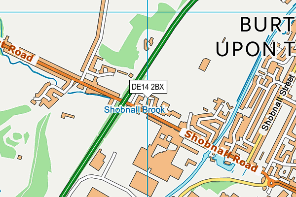 DE14 2BX map - OS VectorMap District (Ordnance Survey)
