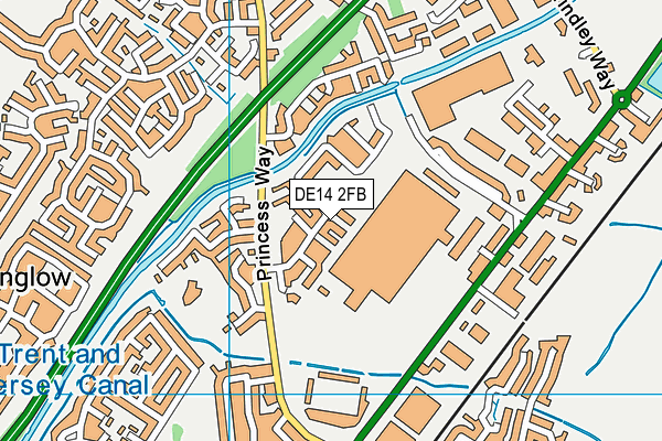 DE14 2FB map - OS VectorMap District (Ordnance Survey)