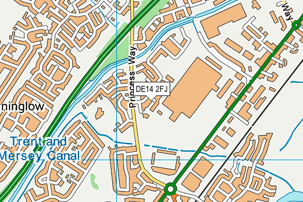 DE14 2FJ map - OS VectorMap District (Ordnance Survey)