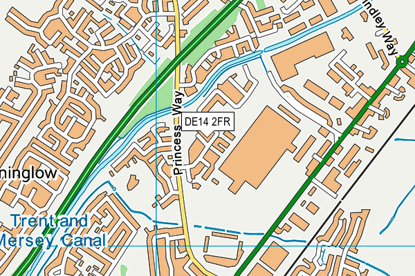 DE14 2FR map - OS VectorMap District (Ordnance Survey)